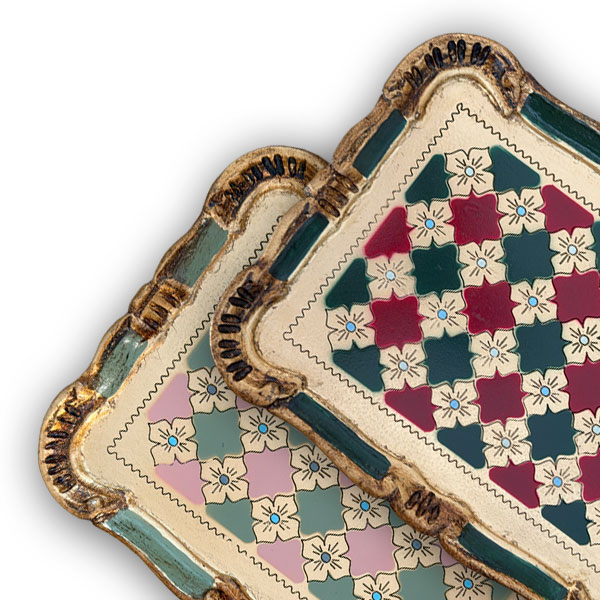 Carved Wood  Circle Tray Solara Design