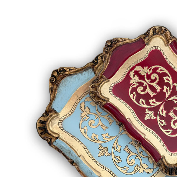 Carved Wood  Circle Tray With Handle Helia Design